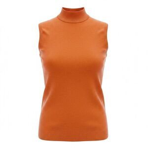 Orange mock neck sleeveless  top